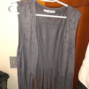 Maurices fringe layering vest